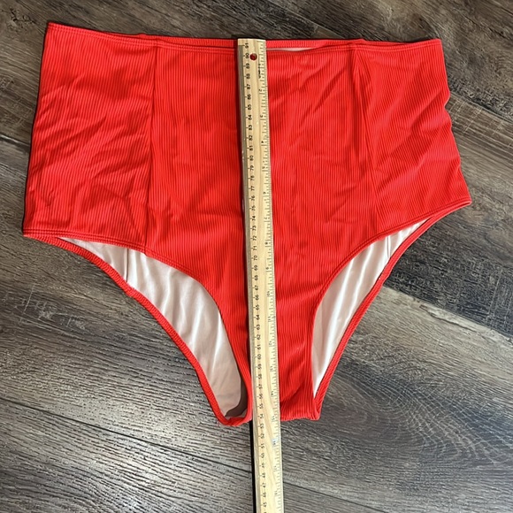 Kortni Jeane High Waisted Bottoms- Ribbed Lava Red - Picture 7 of 7